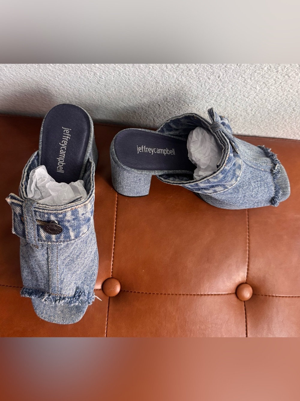 Jeffrey Campbell Magda Denim Platform Mule Heels Size 8 - Picture 2 of 8